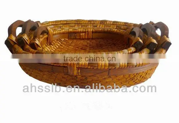 2013 New Style Wholesale Cheap Various Shaped Reed Storage Plate With Ear Handles photo-2