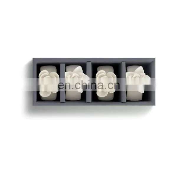 Unique Succulent Glossy White Ceramic Stoneware Napkin Rings photo-2