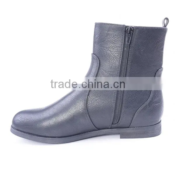 Factory Promotion Wholesale Patchwork Women Flat Ankle Boots With Side Zipper photo-5