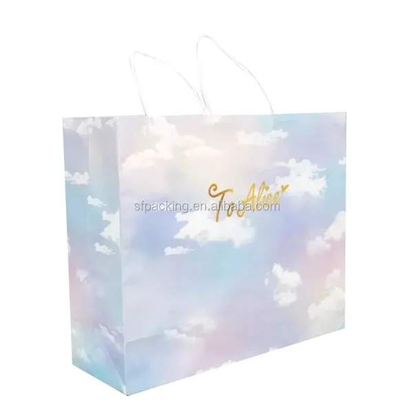 Folding White Paper Gift Shopping Package Bags photo-2