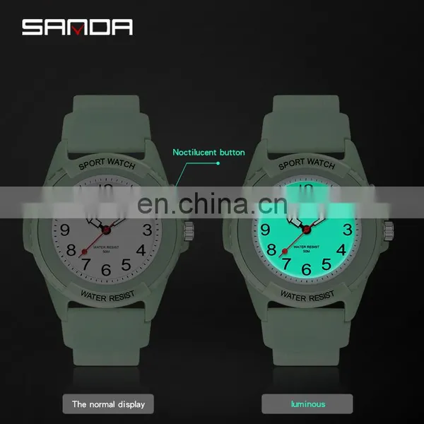 Sanda 6018 Casual Men Brand Quartz Wrist Watches Aanlog Luminous Resin Strap Water Resistant Fashion Men Hand Watch photo-4