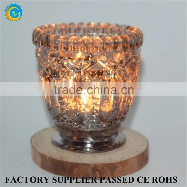 Embossed Design Colored Glass Candle Holder Popular photo-2
