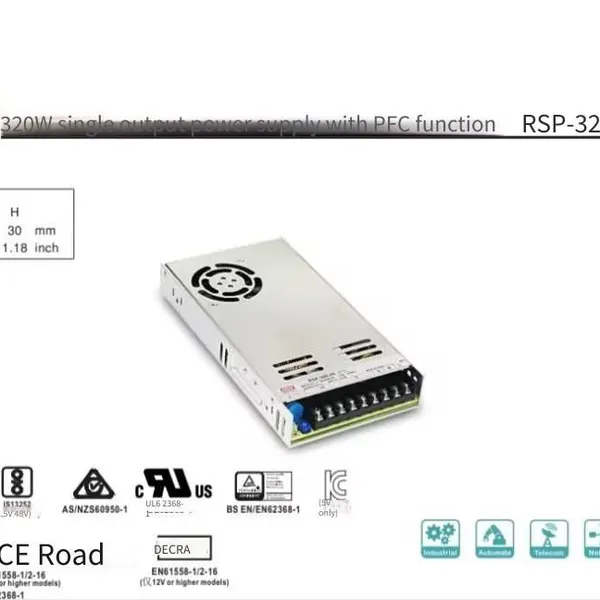 Rsp-320 Series Power Supply Output: 2.5/3.3/4/5/7.5/12/13.5/15/24/27/36/48v
