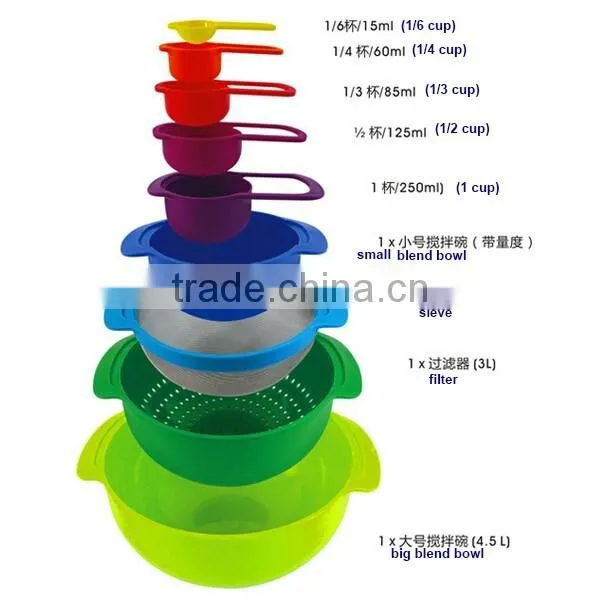 Rainbow Bowls Kitchen Utensils/ Nest 9 Plus/ Multi Colour Creating Food Preparation/kitchen Cooking/Baking Tools Measuring Cups photo-2