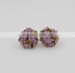 Fashion Beautiful Colorful Ball Stud Earrings Latest Style Flower Earrings For Girls photo-3