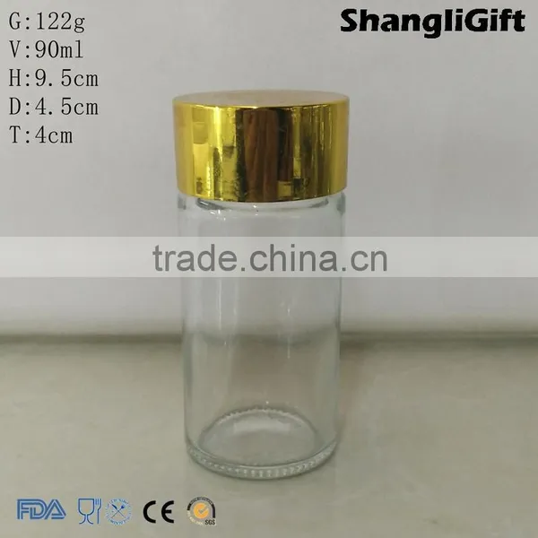 90ml Cylinder Glass Bottles Pepper Shakes Bottle With Cap