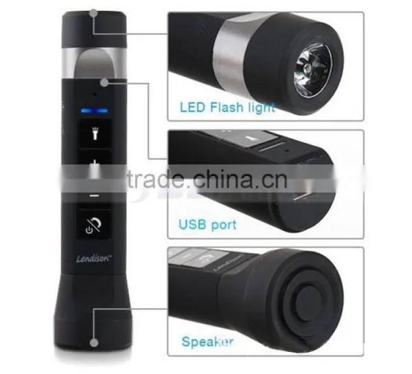 Round Portable Bluetooth LED Flashlight Riding Bike Speaker With Torch Holder photo-3