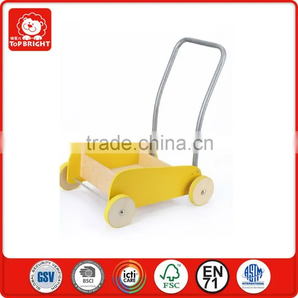 Yellow Colour Outdoor & Sports Kids Toys Children Educational Toys Silent Towing Dolly Cute Small Wooden Baby Walker Wheels