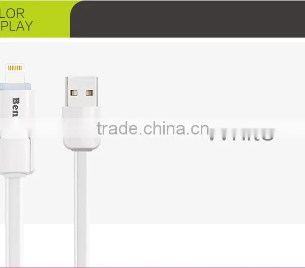 BENKS Jelly Series 2in1Reversible USB Cable for Ios and Android Mobile Phone Blue Light Indicator Sync and Charging 1m Cable photo-4