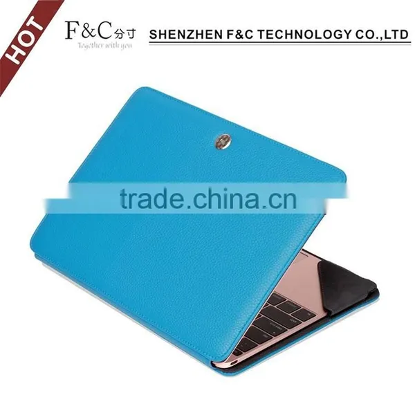 Shenzhen Handmade Deluxe PU Leather Material Folio Cover for Macbook Stand Case 11" 12" 13" 15" Compatible photo-3