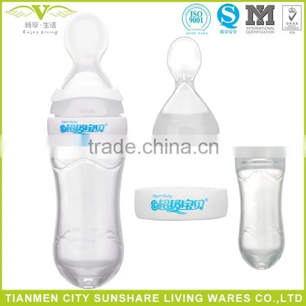 90ML Silicone Squeeze Baby Feeding Bottle Spoon