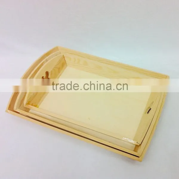 Handmade Antique Wooden 2015 Nested Rectangle Tray/plate Pine