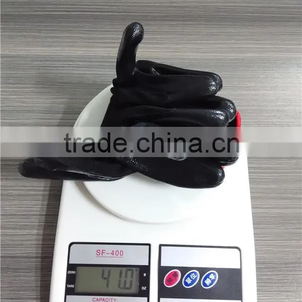 13 Gauge 40g Black Nylon Glove Core Black Nitrile Coated Work Gloves for Vehicle Repair photo-4