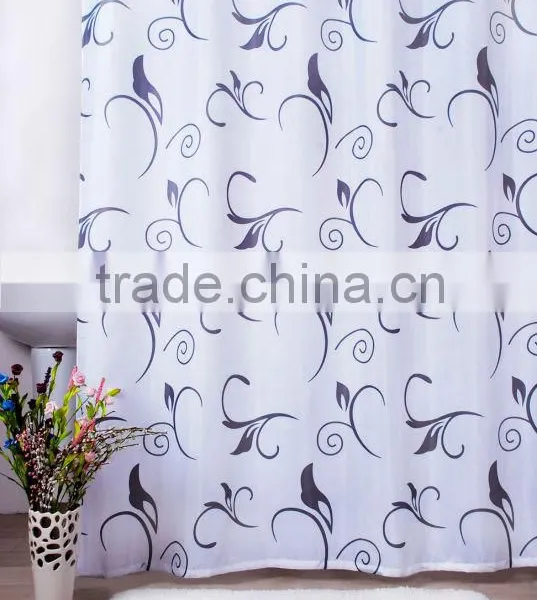 Solid Color With Reinforce Eyelets Fabric Shower Curtain