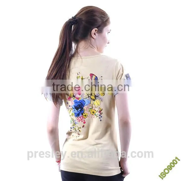 2016 Custom Design High Quality Women T-shirt in 100% Cotton O-neck t Shirts With Printing photo-3