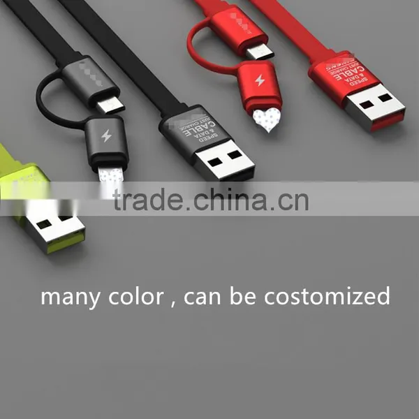 2 In1 Flat Noodle Usb Cable for Iphone & Samsung or Other Smart Phone photo-3