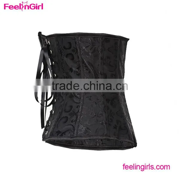 Black Tight Underbust Front Lace Up Waist Cincher Corset photo-4
