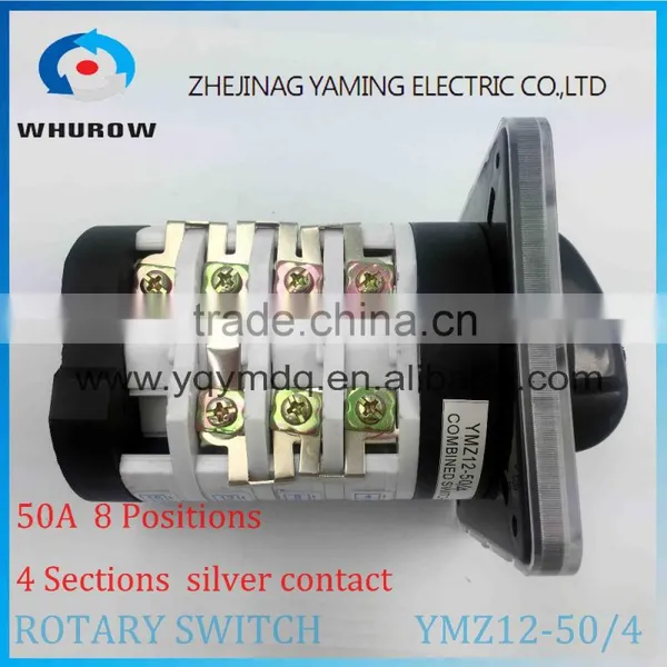 Rotary Switch YMZ12-50/4 Changeover Cam Combination Switch 4 Poles 14 Positions 14 Terminals 50A Ui 690V Sliver Point Contacts photo-4