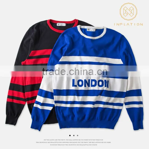 Men's Flat Stripe Knitted Sweater Teenager Pullover Sweater photo-2