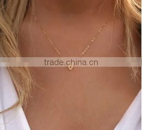 Fashion Simple Charm Jewelry Hollow OutTriangle Pendant Chain Pendant Clavicle Necklace photo-3