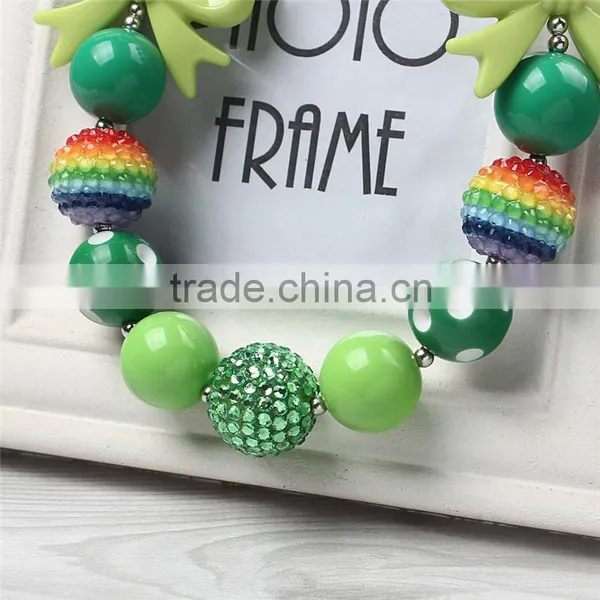 Wholesale Chunky Bead Necklace and Bowknot Hairband for Little Baby Fashion Girls Chunky Necklace Baby Outfits Decorations photo-6