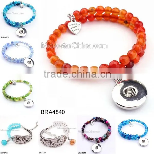 Hot Selling Snap Button Charm Leather Bracelet Jewelry photo-3