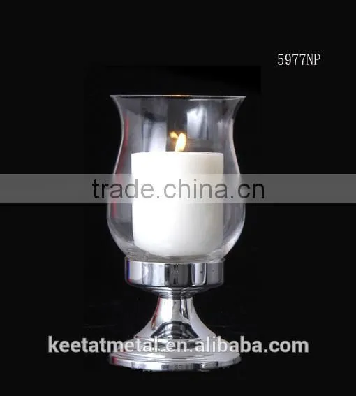 Cold Rolled Steel Hurricane Candle Holder With Clear Glass And Nickel Plated Finishing photo-2