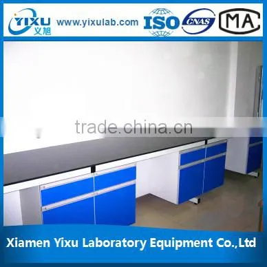 Chemistry Laboratory Wall Bench With Reagent Shelf and Steel Overhead Cabinet photo-3