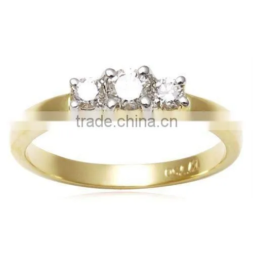 Three Diamond Engagement Ring, Gold Diamond Ring Supplier, Yellow Gold Diamond Ring Designs