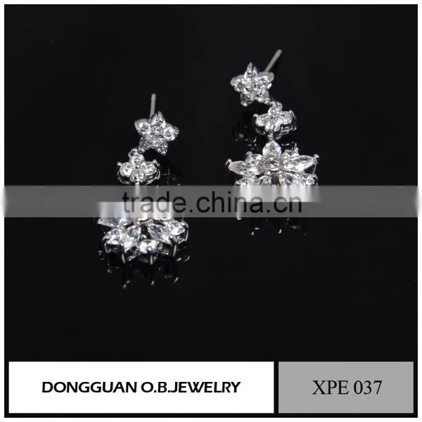 Beautiful Sterling Silver Earring for Lady, Wholesale Bridal Jewelry Flower Earring Design photo-2