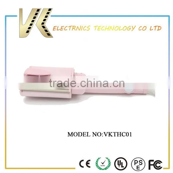 Ceramic Tourmaline Japan Design Pink Digital Triple Barrel Hair Curler photo-2