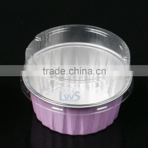 Colored High Quality Round Aluminum Foil Container With Lid Used for Pudding,yogurt, Cupcake photo-4