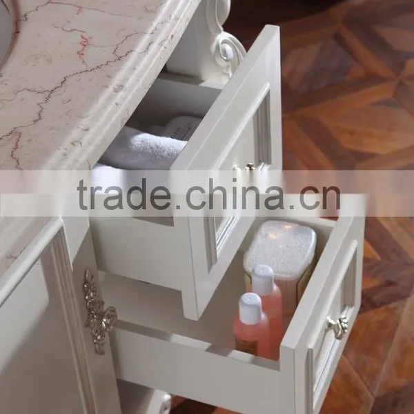 White Color Solid Wooden Bathroom Basin Mirrored Cabinets WTS1612 photo-3