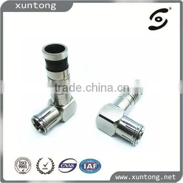 RG6/RG58/RG59 F type Male Angle Connectors Quick Coupling Connectors