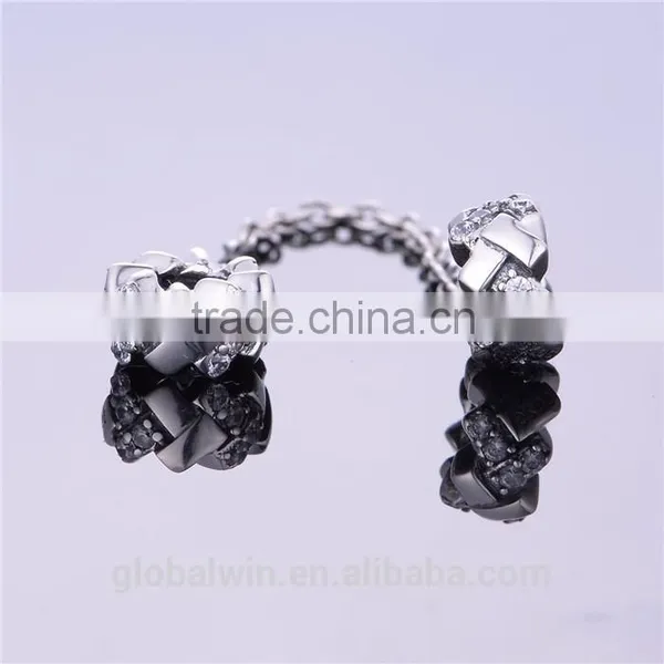 Wholesale Silver Charm Elegance Safety Chain With Crystal Stone Large Hole 925 Sterling Silver Safety Chain DIY Pendant Charm photo-5