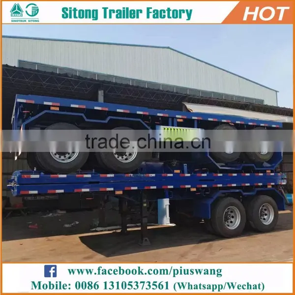 Durable 20ft 40ft Container Transport Semi Trailer 30 Ton Low Flatbed Semi Trailer photo-5