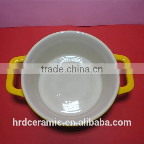 Stocked Korean Style Colorful Yellow High Ceramic Soup Pot photo-2