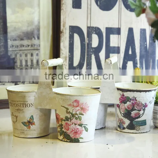 Wholesale Double Garden Flower Pots With Handle photo-2