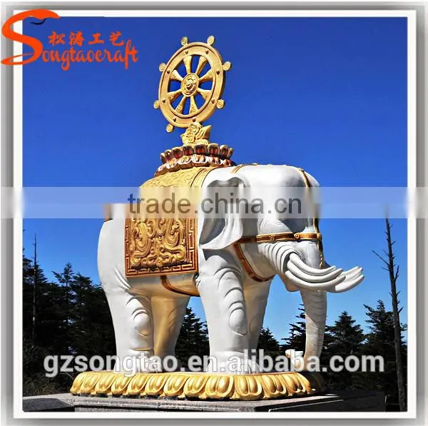 Great Quality of Outdoor Decoration Equipment Life Size Fiberglass Thailand Elephant Statue photo-2