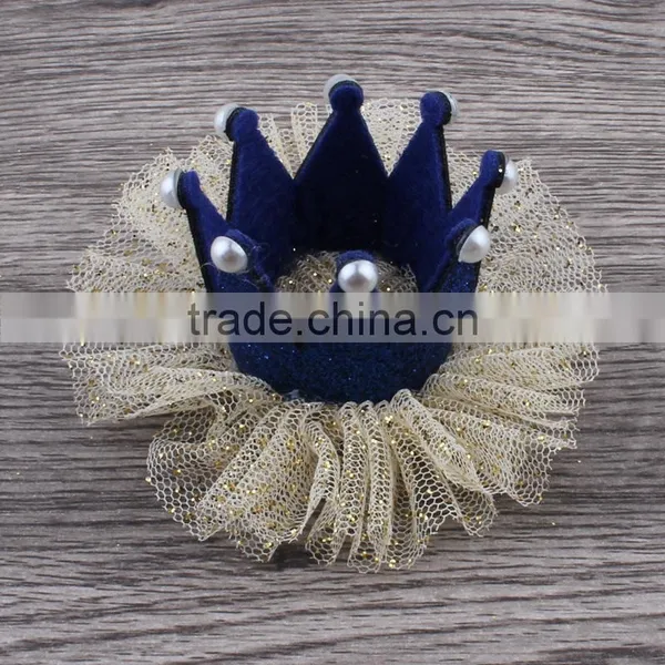 Fabric Lace Flower Crown With Glitter Clip for Kids Hair Accessories photo-2