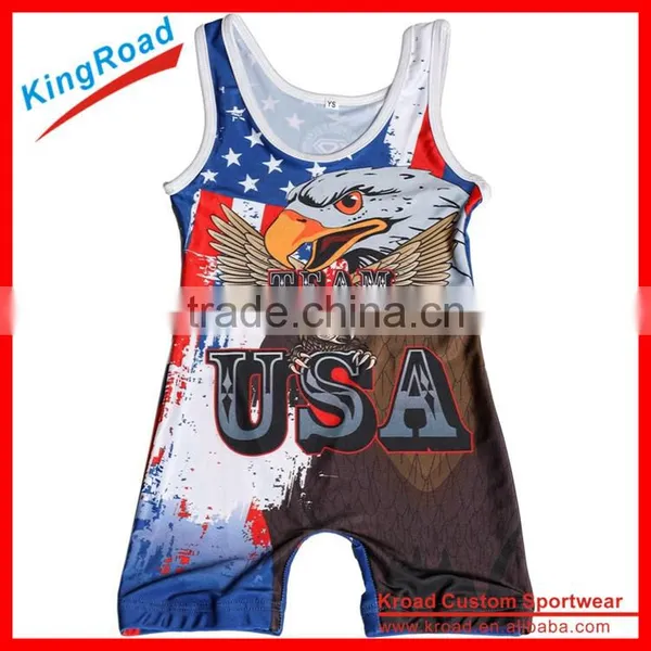 Kid's Wrestling Singlet Youth Custom Uniform With Free Design Service photo-3