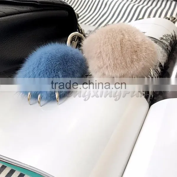 CX-R-54 Top Quality Wholesale Real Mink Fur Keychain Fur Bag Charm photo-3