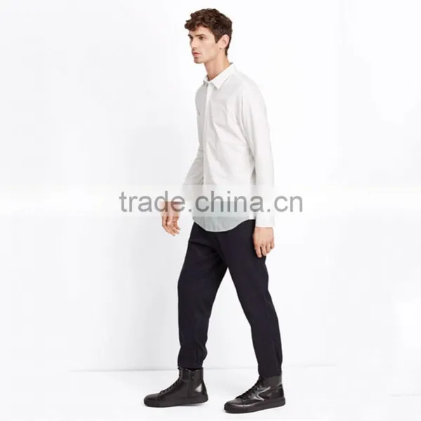 Hot Styles Contrast Colors Curve Bottom Fancy Dress Shirts for Men photo-3