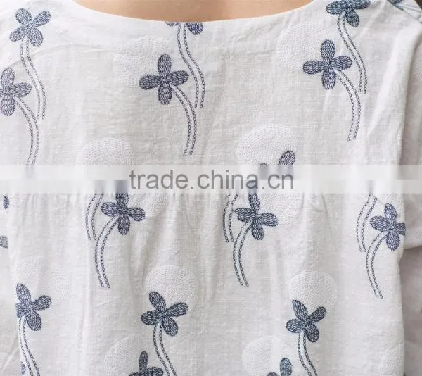 Cotton Linen Ladies' Loose Fit Casual Blouse Summer Blouse Fashion Loose Style Blouse photo-6