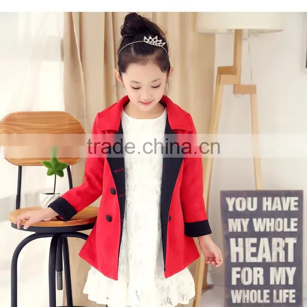 5-11 Years Old Kids Lovely Princess Trench Long Coat Synthetic Suede Dust Coat photo-2