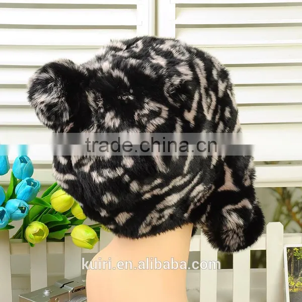 New Hot Faux Fox Fur Knitted Beanies Cap Winter Hats For Women Cute Fashion photo-2