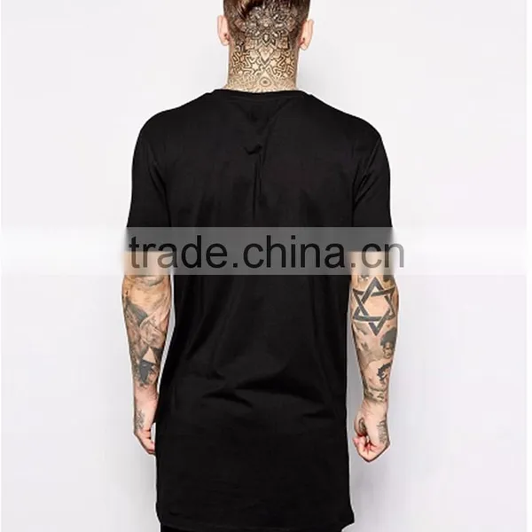 New Fashion 100% Cotton Hip Hop Men's Longline T SHIRT Short Sleeve Men T-SHIRT Tall Tshirt New Arrival Mens TOP TEE SHIRTS photo-3