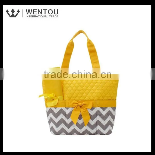 Cute Zig Zag Stripe Quilted Baby Diaper Bag photo-3