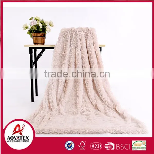 100% Polyester Promotion Solid Long Pile Fake Fur Winter Blankets photo-4