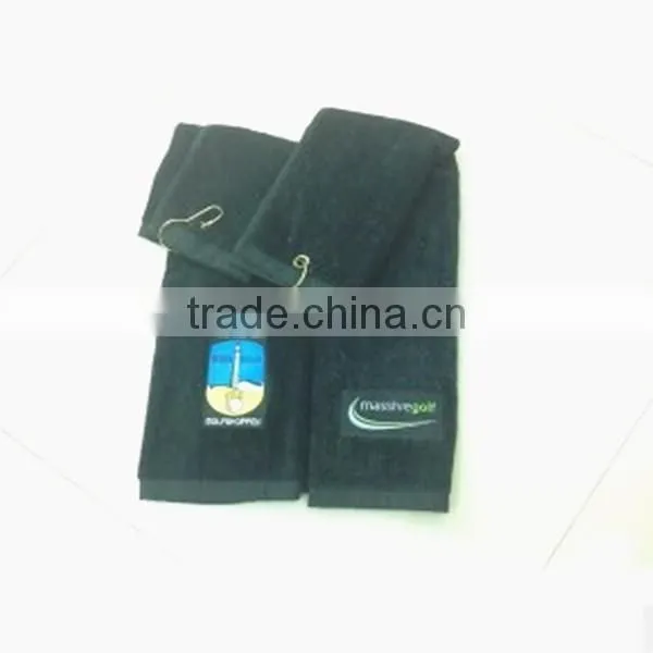 100 Cotton Customized Embroidery Logo Trifolds Terry Velour Golf Towels photo-4